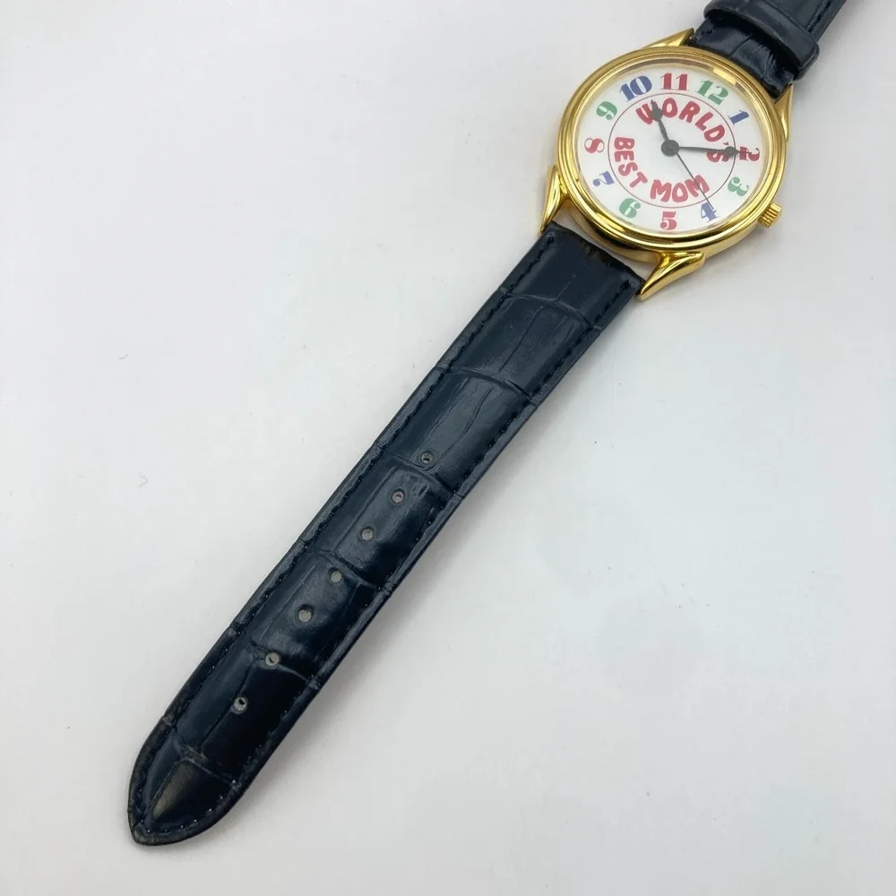 Womens Watch World's Best Mom Gold Tone 37mm Mothers Day Gift New Battery 8.75